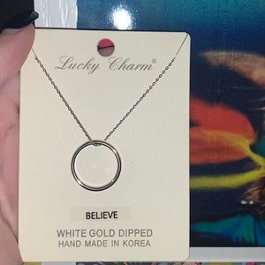 “believe” white gold ring necklace